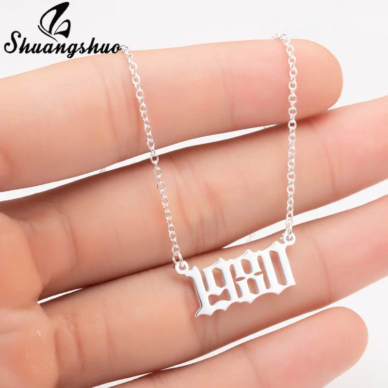 Ожерелье женское из нержавеющей стали с подвеской в виде цифр на год рождения