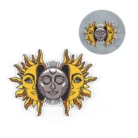 zf1316 1pcs sun and moon stickers iron on patches for backpack handbag sew on patches for t shirt jacket backpack diy patch