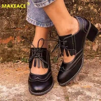 autumn womens shoes fashion leather with heel single shoes fashion casual shoes rome lace up platform shoes 43 size women shoes