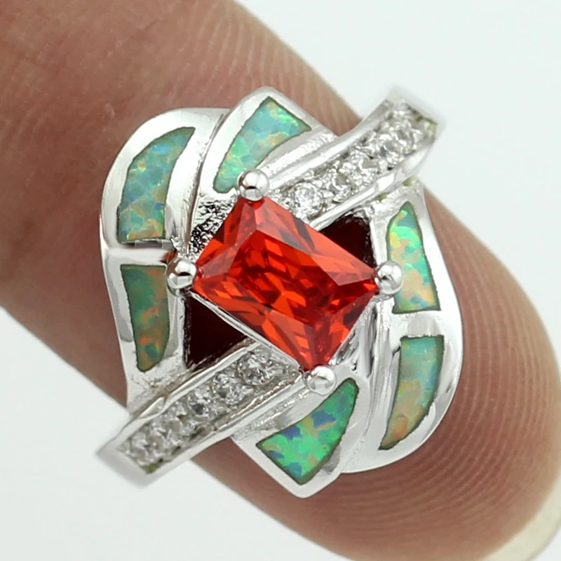 Green Fire Opal Stones Garnet Fashion Jewelry Silver Plated Rings for Women OR842 | Украшения и аксессуары