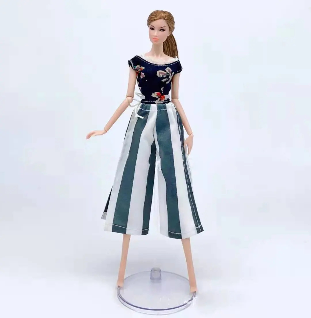

Floral Vest T-shirt Striped Pants Trousers For Barbie Dolls Clothes Set Outfits 1/6 BJD Doll House Accessories Kids DIY Toys