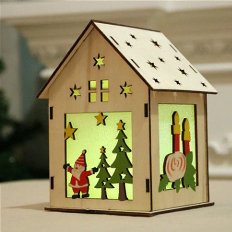 Праздничный светодиодный светильник деревянный дом рождественская елка
