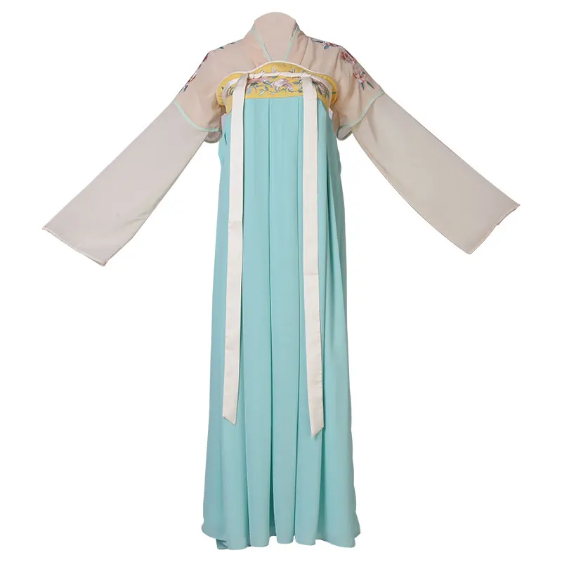 

of tang dynasty hanfu female authentic original peony light green half sleeve double-breasted Ru on chest Ru skirt