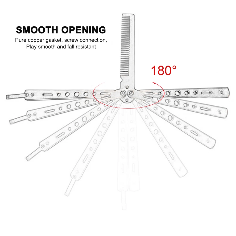 Складная расческа из нержавеющей стали тренировочный нож-бабочка для бороды