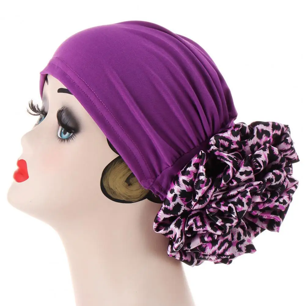 Large Flower Head Scarf Women Turban Cap No Brim Headwrap Hat Hair Accessories for bandana повязка на голову |
