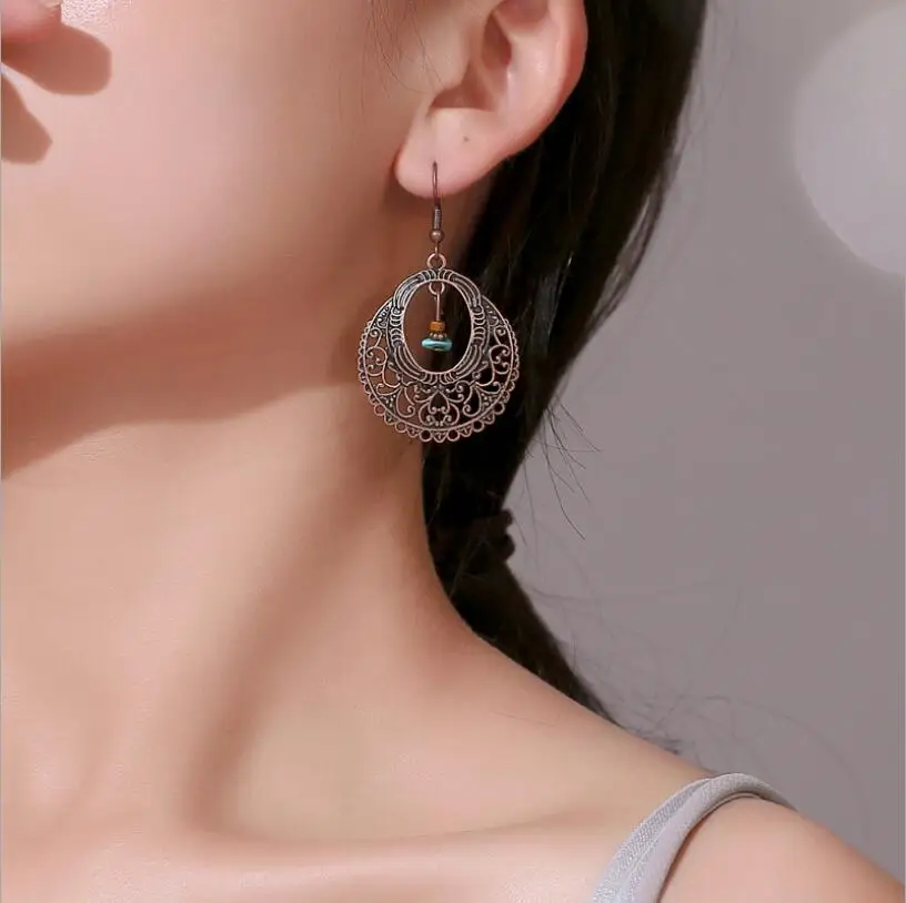 Древнетибетское филигранный цветок Изысканная серьга Бохо Винтажные Ювелирные