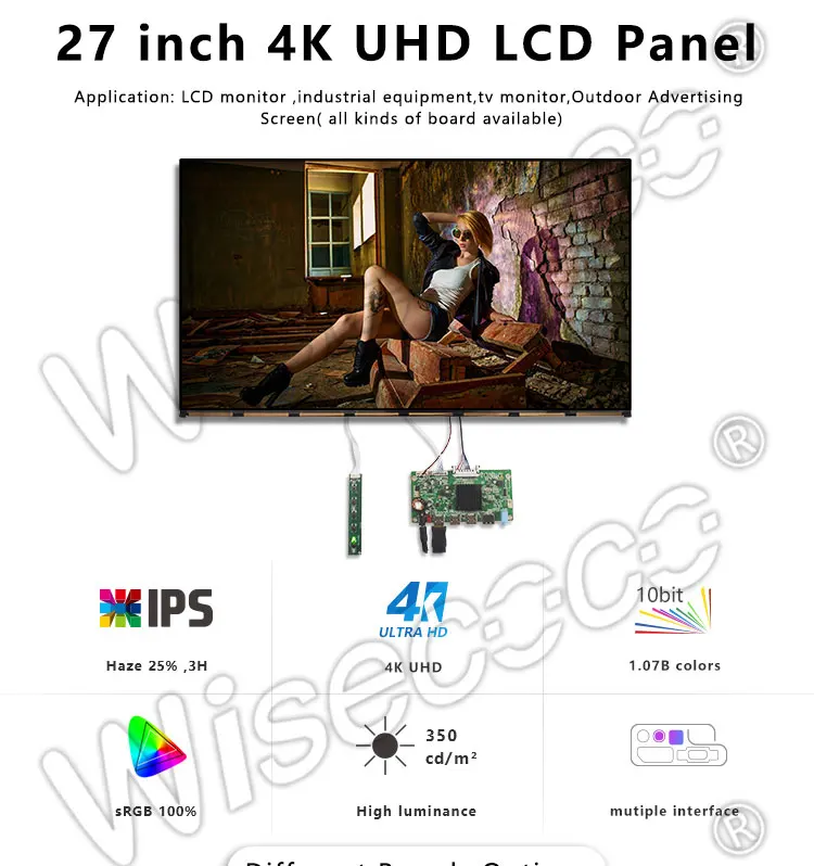 Wiseccoco 27 дюймов 4 к 3840*2160 ips ЖК-экран дисплей с 3HDMI 30 контактов плата контроллера для монитора компьютера дисплей