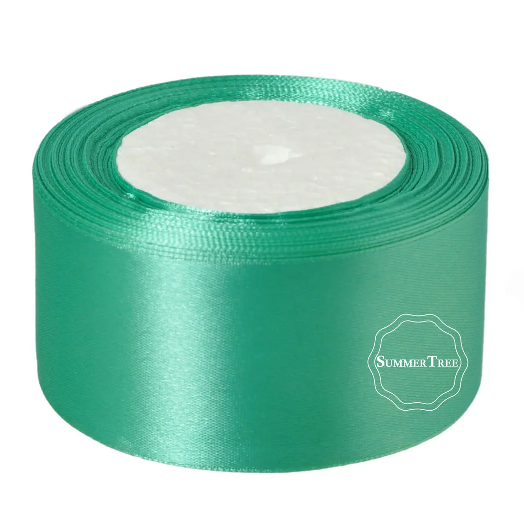 Teal green 25 ярдов атласная лента 6 мм 10 мм 15 мм 25 мм 38 мм 50 мм Свадебная вечеринка ручной работы DIY подарок ремесла украшения на день рождения упаковка - Цвет: Teal green