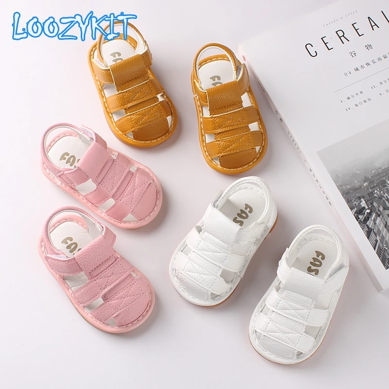 

2021 Kids Sandals Shoes Summer Newborn Infant Baby Boys Girls PU-Lether Shoes Soft Sole Hollow Sneakers