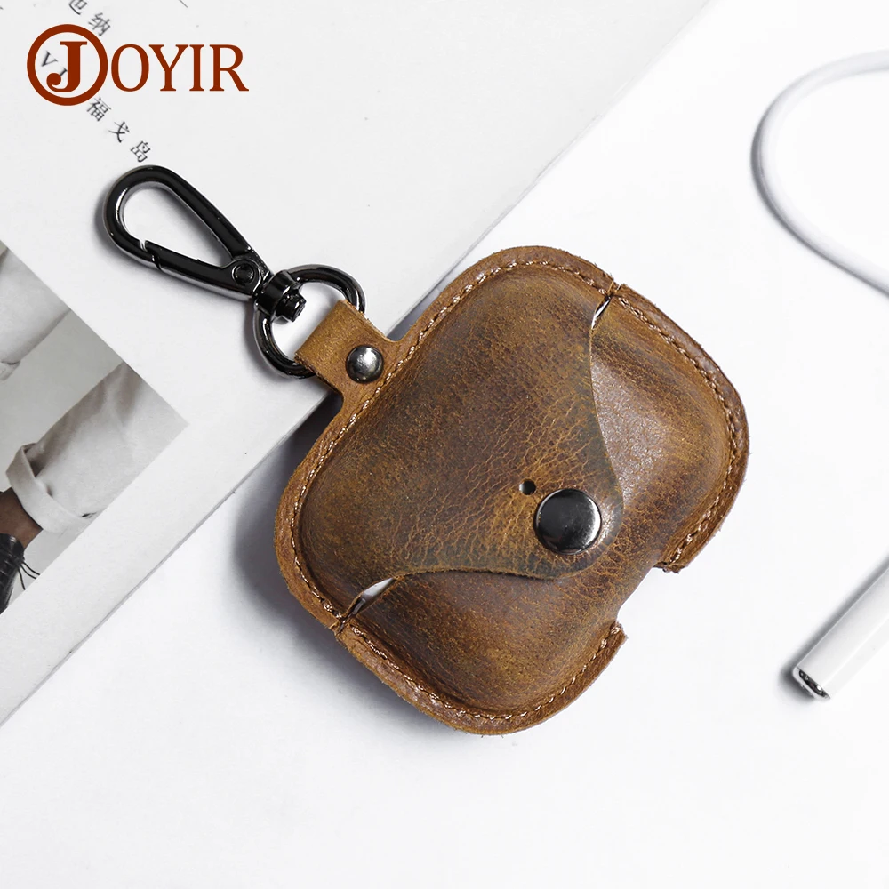 JOYIR Vintage Cowhide Earphone Cover Case for Apple Airpods Genuuine Leather Earphone Protective Bag Box Organizer