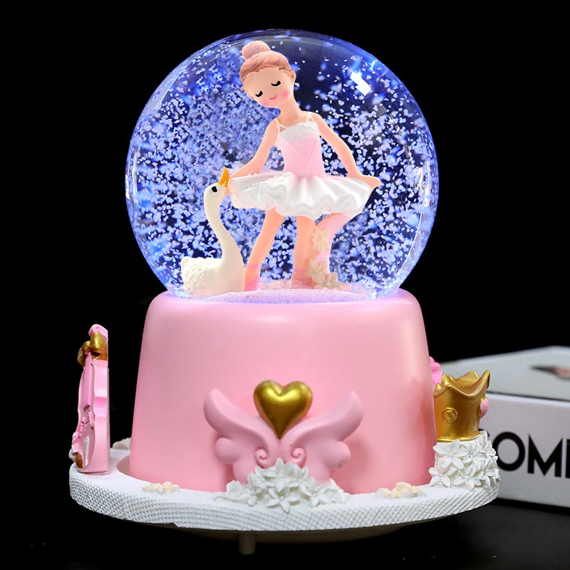 Ballet Girl 3D External Turn Crystal Ball Figurines Dancer Lady Miniature Model Music Box Wedding Decoration Craft Birthday Gift | Дом и сад