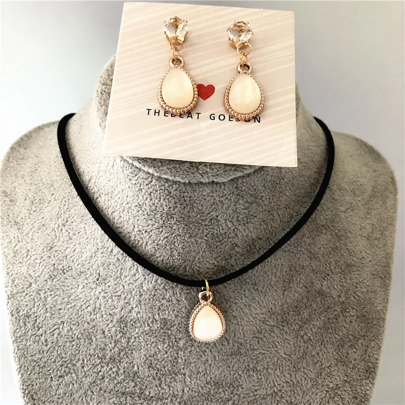 Новый набор свадебных ювелирных изделий в форме капли воды с кубическим