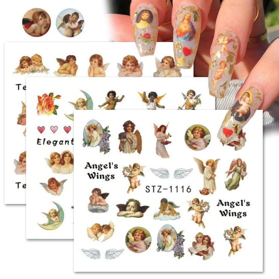 

European Style New 3D Nail Sticker Cool English Letter stickers for nail Angle Foil Love Heart Design Fashion Manicure Stickers