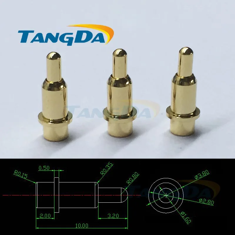 

TANGDA pogopin 3.8*10mm connectors signal contact pin antenna thimble conductive probe Gold-plated 3.8 10 pogo pin current 2A 1U