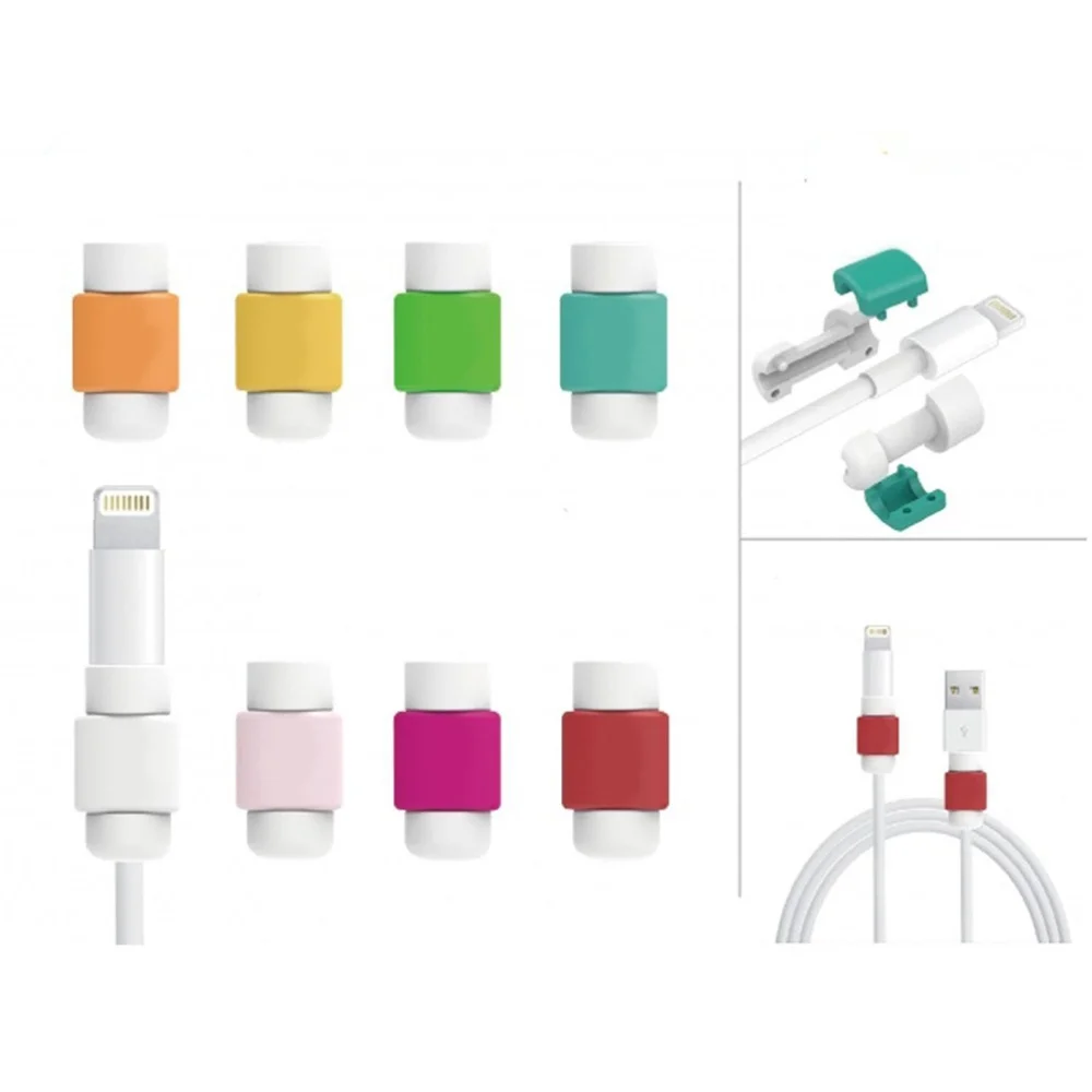 

4pcs Recharging Cable Protector Saver USB Cable Saver Protective USB Cable For iPhone5, 5s, 6, 6s (Purple)