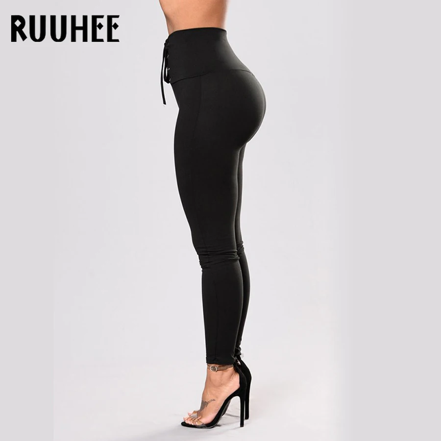 RUUHEE плотные однотонные леггинсы спортивные женские спортивные штаны с высокой талией тренировочные брюки для йоги леггинсы для спортзала кружевные тонкие пуш-ап леггинсы