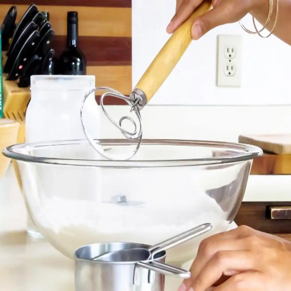 13 &quotяйцо колотушки муки мешалка для крема с деревянной ручкой Нержавеющая сталь