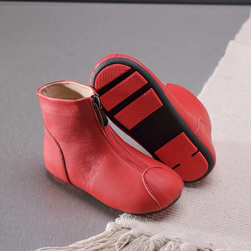 Детские ботильоны из натуральной кожи теплые зимние ботинки для отдыха черного