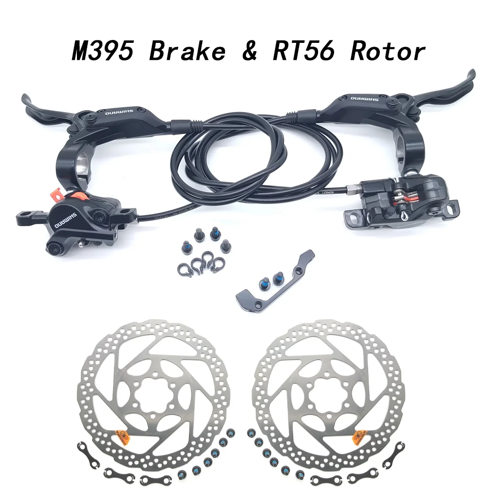 M395 Brake with RT56 M396 M395 M365 M485 M486 листовой штамповки, вальцевание гидравлическим диск набор тормозов передние и задние BR-BL-M395 BL-M396 M395 M396 тормозной Черный и белый цвета - Цвет: M395 Brake with RT56