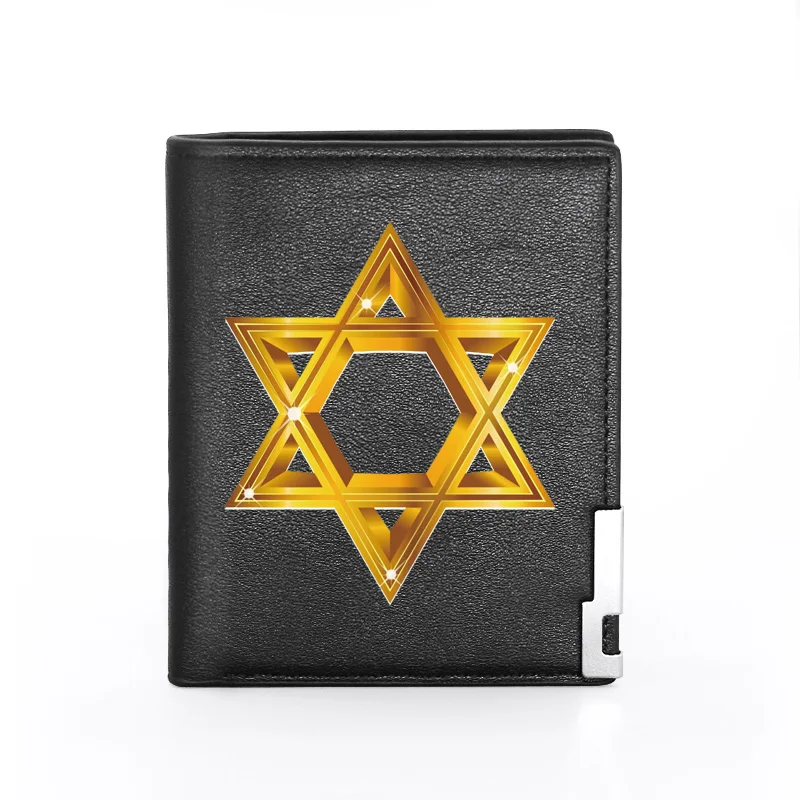 

Holy Mogen David Symbols Printing Leather Wallet Men Women Bifold Credit Card Holder Short Purse Male