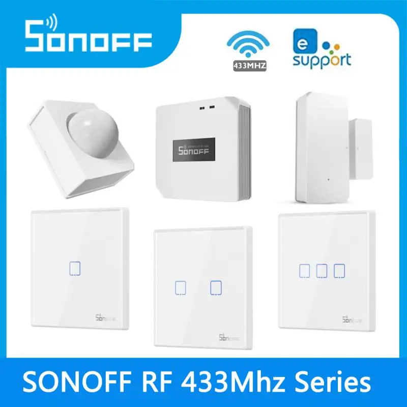 SONOFF-interruptor adhesivo RF 433MHz T2 EU 86, Sensor de puerta y ventana, PIR3 PIR Motion, DW2, puente RF R2 433, WIFI, Hub inteligente