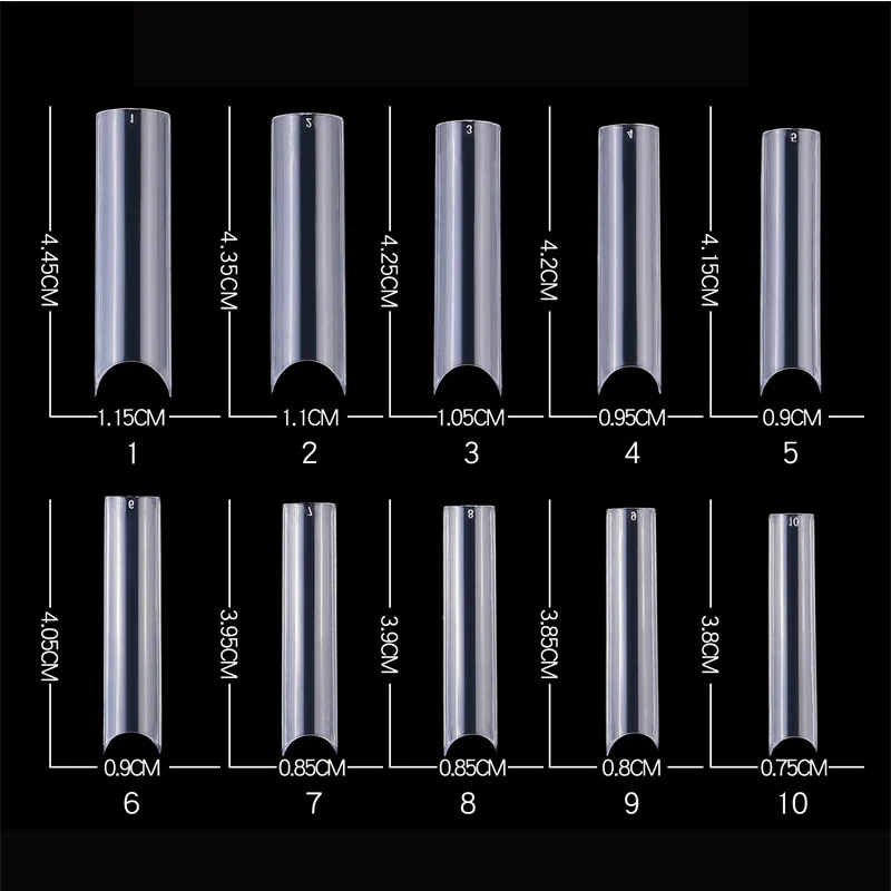 

100/200Pcs 4 Kinds of Mixed Size Nail Extension Styling Tools Crystal Nail Lengthening Ballet Dance Hose Nail Model Designer