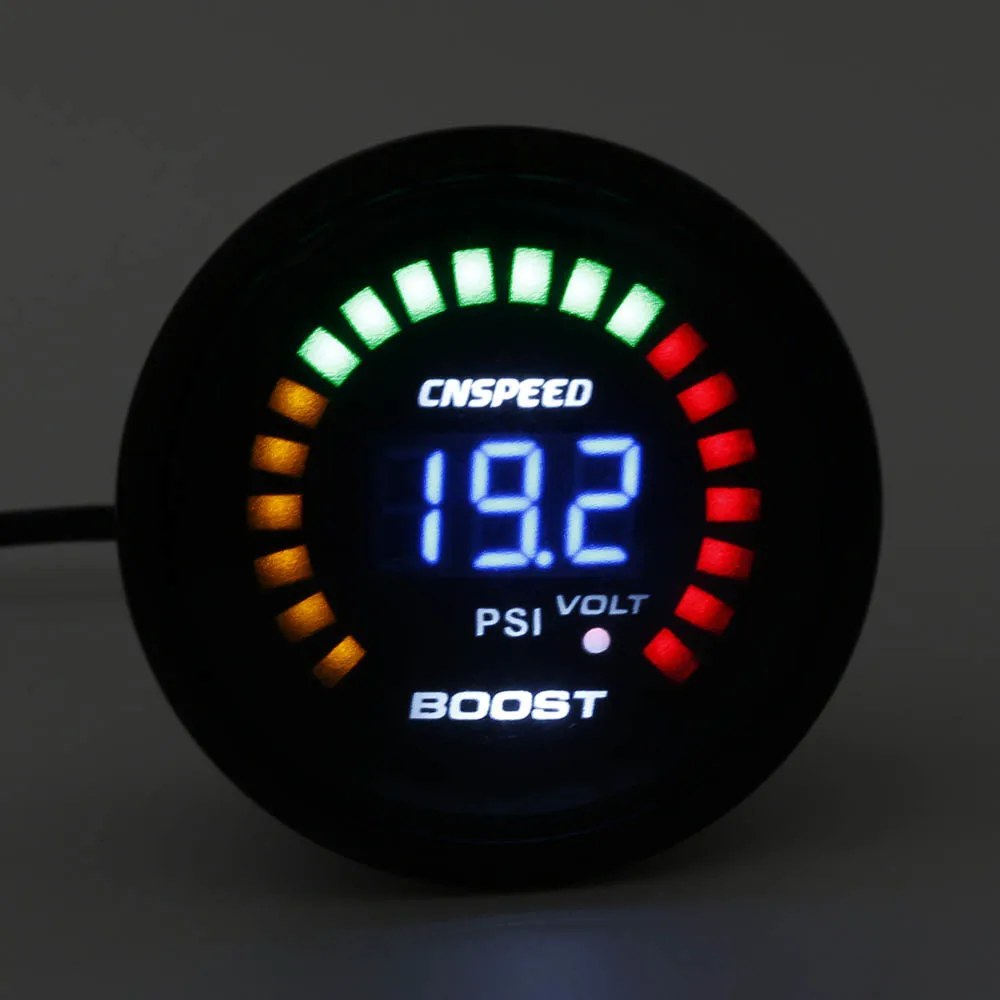 CNSPEED " 52 мм черный цифровой-15-45 psi Turbo Boost Gauge автомобильный измеритель с датчиком Авто турбо Boost Gauge XS101270