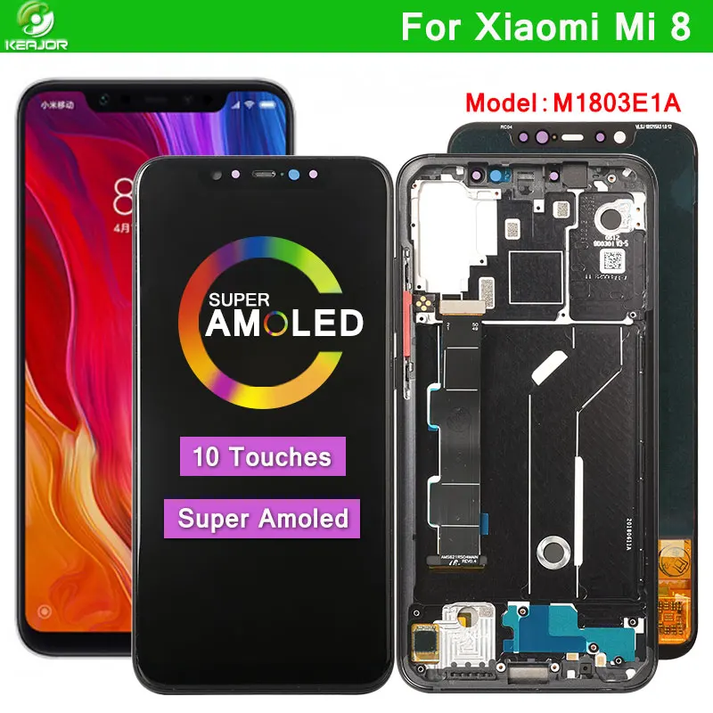 Дисплейный модуль для Xiaomi Mi 8 M1803E1A Amoled ЖК-дисплей с 10 касаниями сменный ЖК-экран MI8