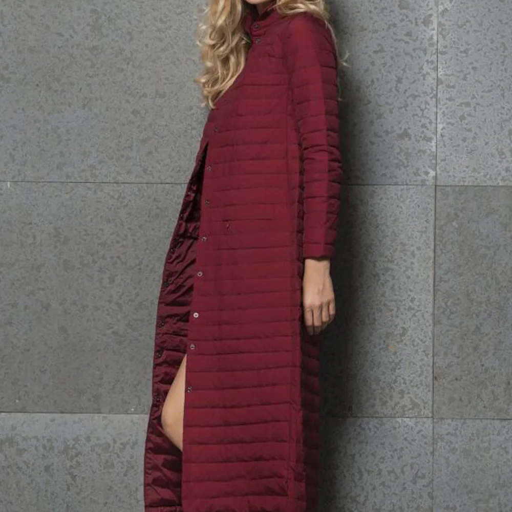 

Autumn Winter Warm Long Down Jacket Women Overcoat Vintage Black Red Thin Soft Parka Jackets Long Sleeve Oversized Coat Outwear