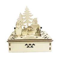 christmas music box hand cranked wooden music box model kit wooden puzzle ornaments for christmas party interior window tab