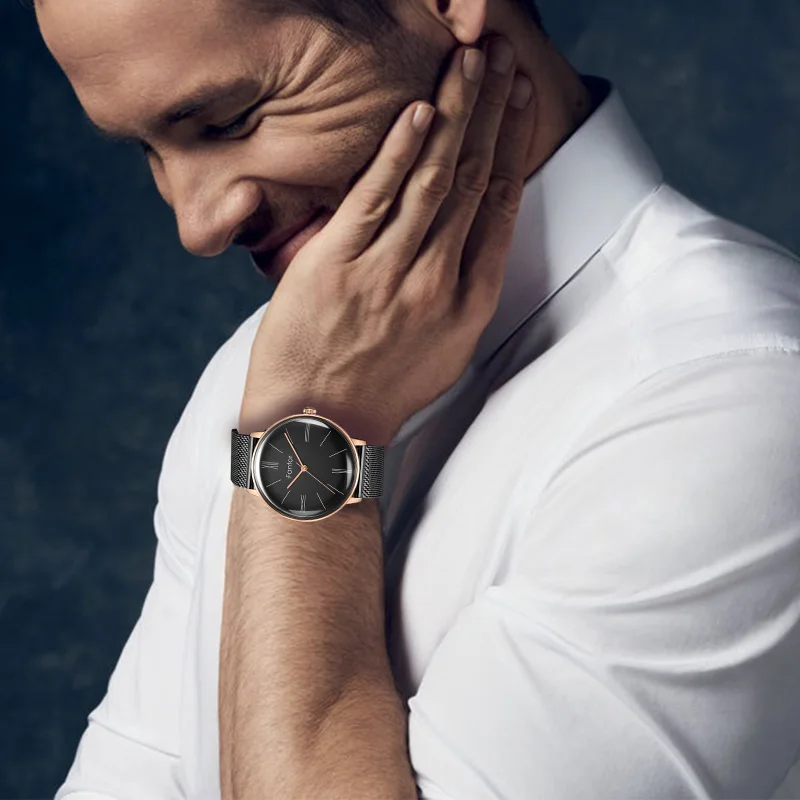 Fantor минималистичные Роскошные Кварцевые часы мужские новые брендовые