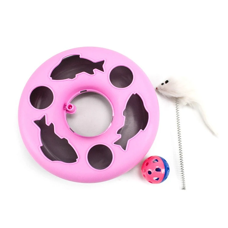 Вращающаяся на 360 ° игрушка для кошек с перьями поворотный круг колокольчик