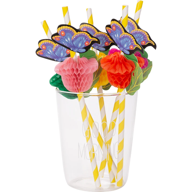 

6pcs/lot sunflower paper drinking straws BIRTHDAY PARTY SUPPLIES PAPER AND HONEYCOMB TISSUE STRAWS FANTASY