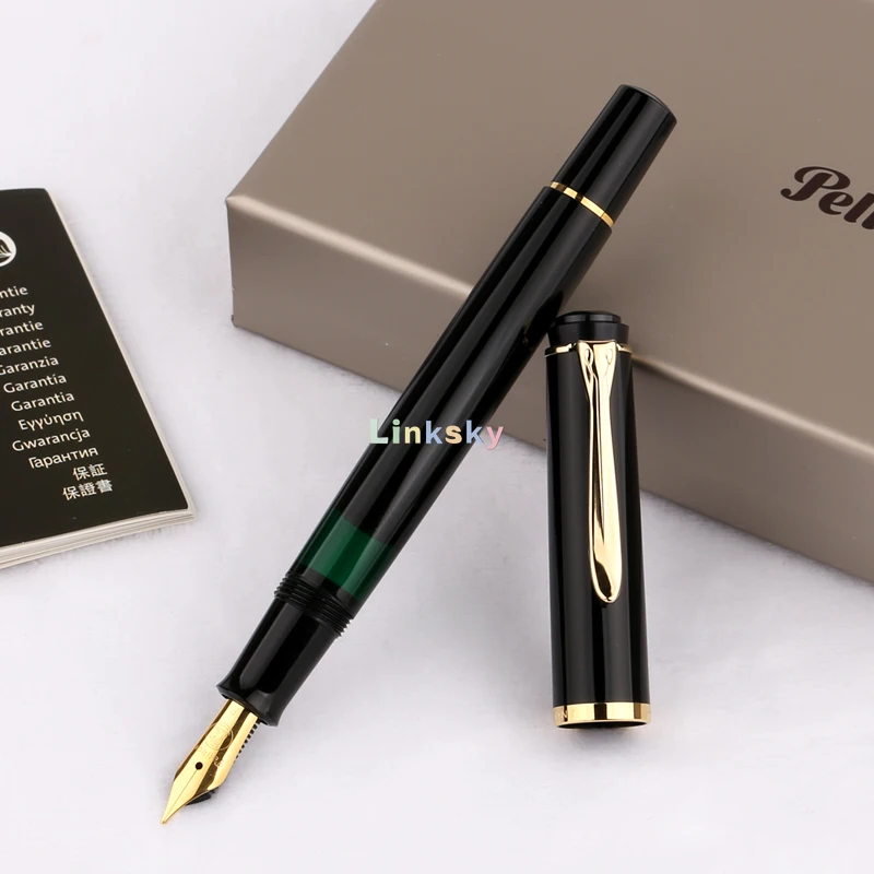 Перьевая ручка Pelikan M200/M205 позолоченный зажим позолоченные фитинги и поршневые