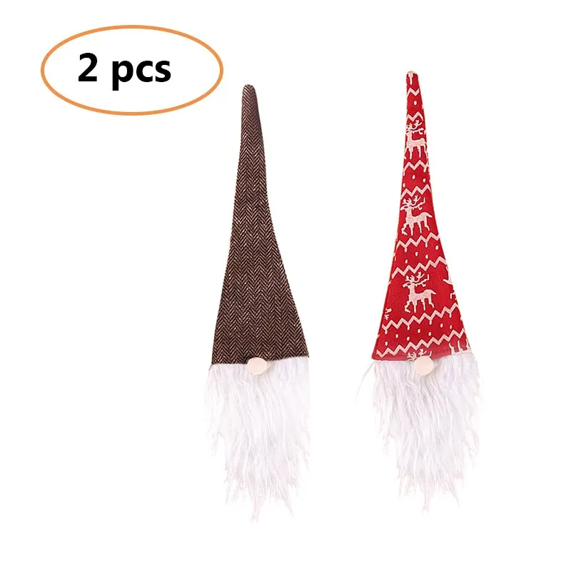 2PCS G Новогодняя Рождественская крышка бутылки вина набор Рождественский Декор Санта Клаус Снеговик для бутылки крышка сумка ужин вечерние рождественские аксессуары - Цвет: 2PCS G
