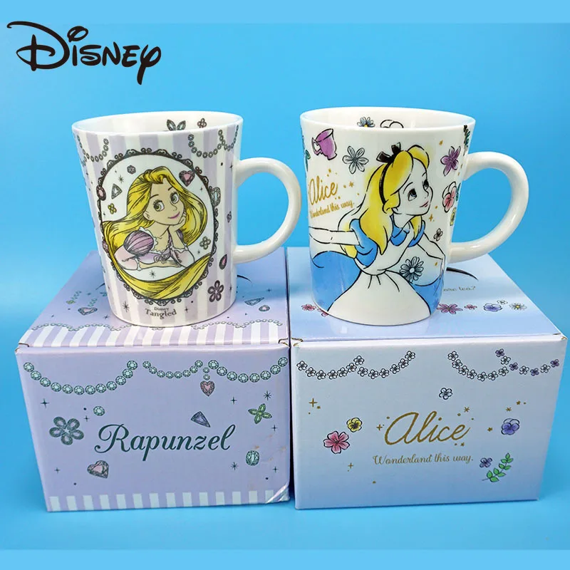

Disney Maker Mermaid Rapunzel Cartoon Ceramic Maker Family Girl Heart with Spoon Large Capacity Coffee Mugs Beer Mugs