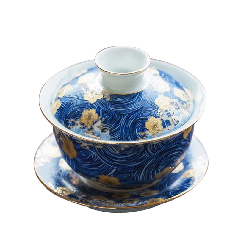 

Gaiwan 150 мл искусственная роспись эмалированная чайная чашка блюдце крышка Набор Винтажный чайный тюрен фарфоровый контейнер посуда для напи...