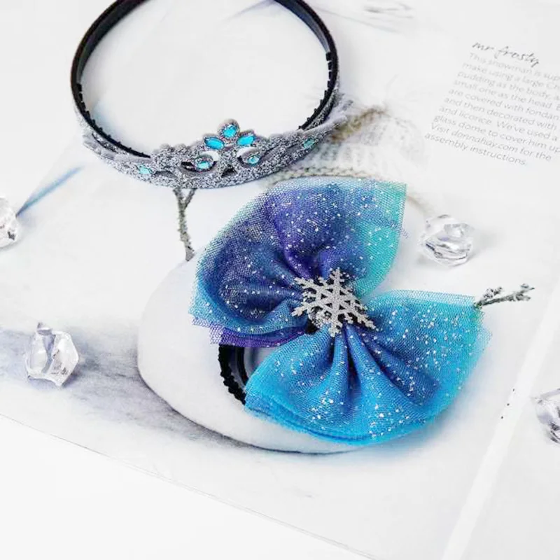 Barrettes Set 14 MISM 1pc Blue Sequins Bow Scrunchy Snowflake Bobby Clips Starry Hair Clips Girls Rubber Bands Hair Accessories Christmas Gifts - Цвет: Barrettes Set 14