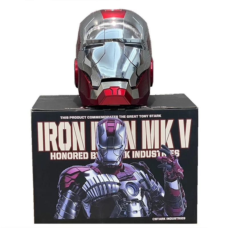 

1:1 Marvel Iron Man MK5 Electric Helmet Multi-piece Opening And Closing Helmet Voice Control Eyes With Light Model Toy For Adult