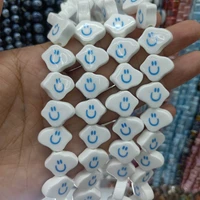 10pcs 14x17mm white clouds blue smile face ceramic beads diy loose spacer bead for jewelry making bracelet necklace accessories