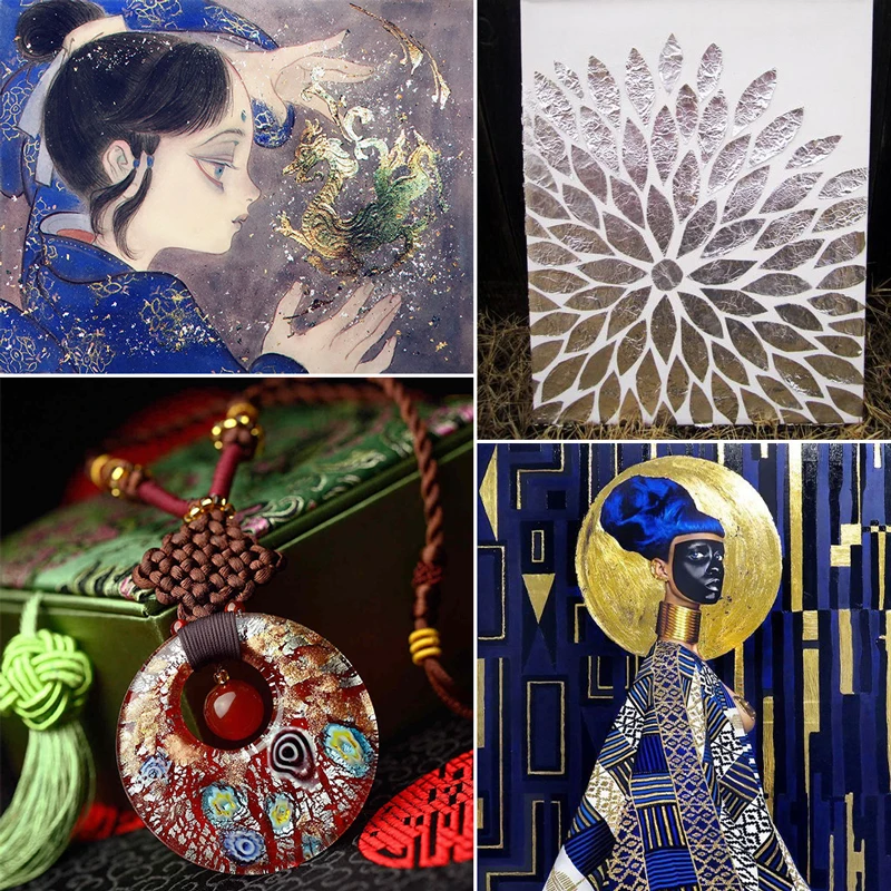 13x13 5 см антикварная серебряная фольга листы золотых листьев для художественных