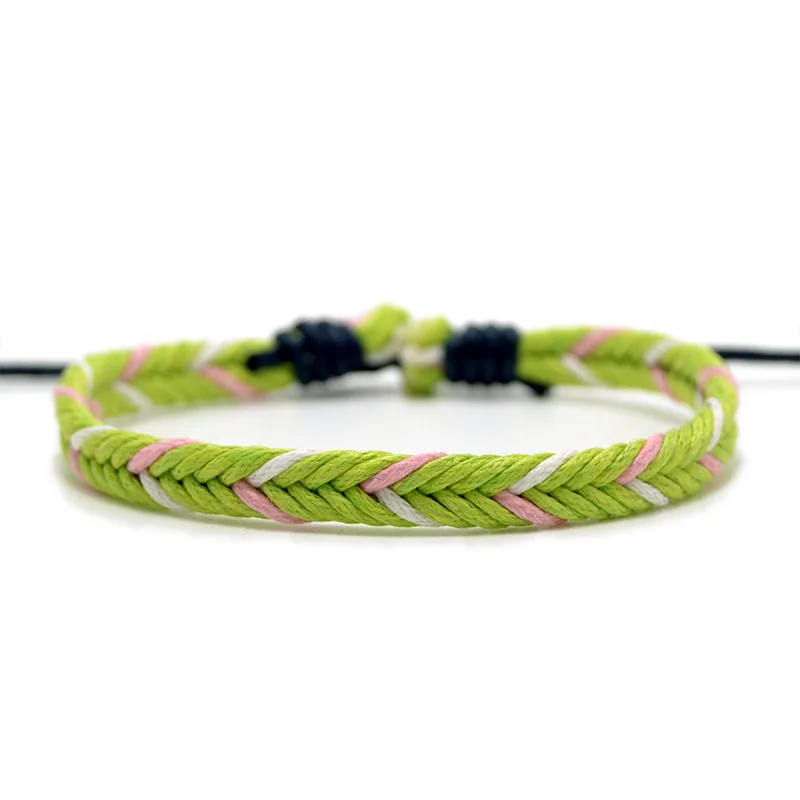 

LKO New Arrive Simplicity Double Weave Hand Woven Cotton And Hemp Rope Bracelet For Man&Women Good Luck Bracelet