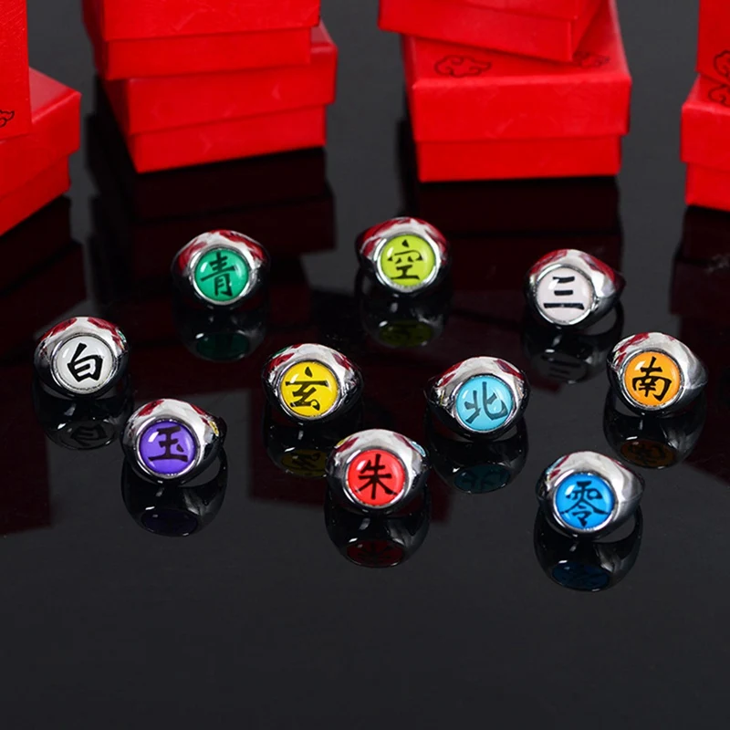 

10 Style Anime Hokage Naruto Akatsuki Cosplay Rings Sasori Itachi Hidan Deidara Pein Accessories Props Men Personality Ring