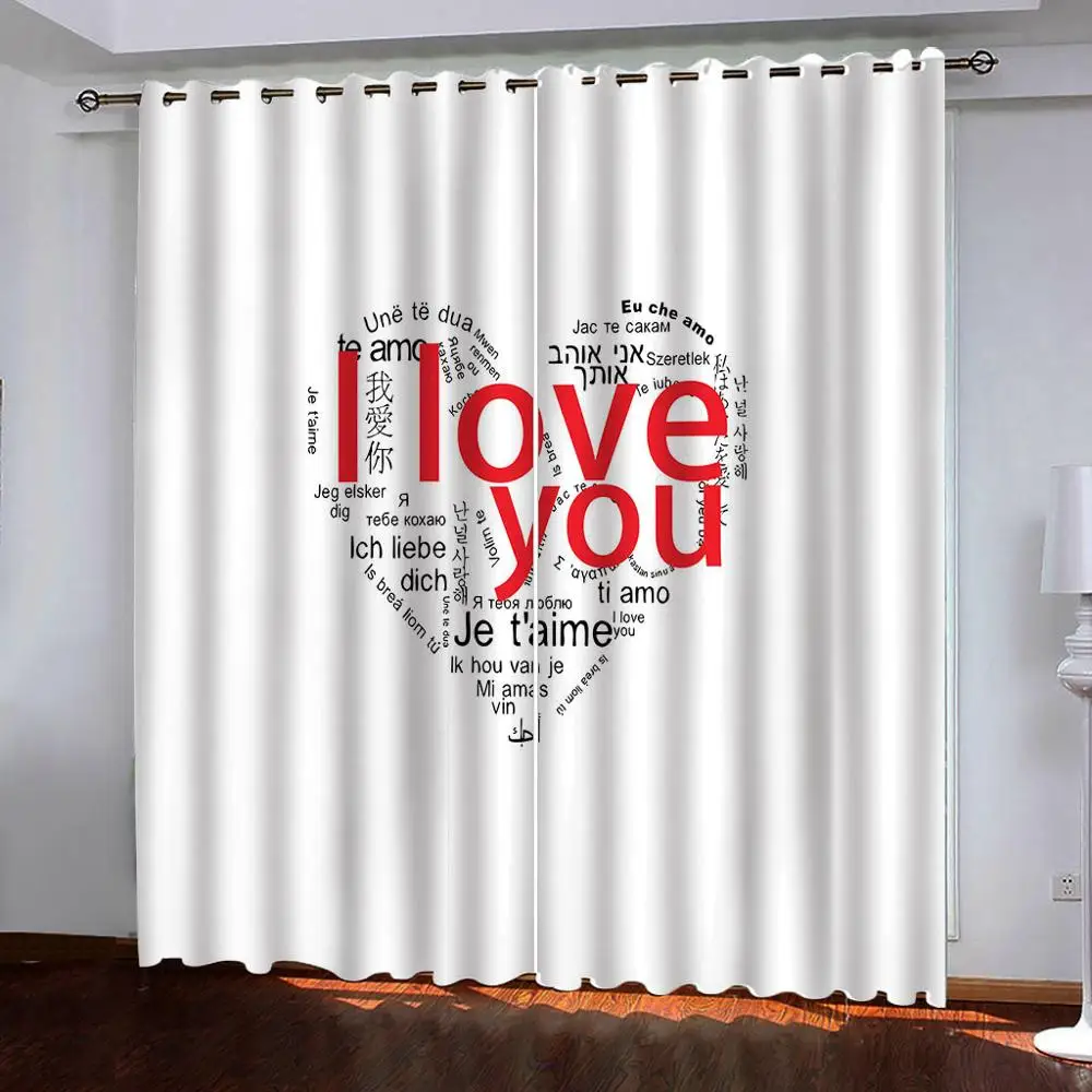 2 панели занавески многоязычные я люблю тебя печать блокировка ткань для окон