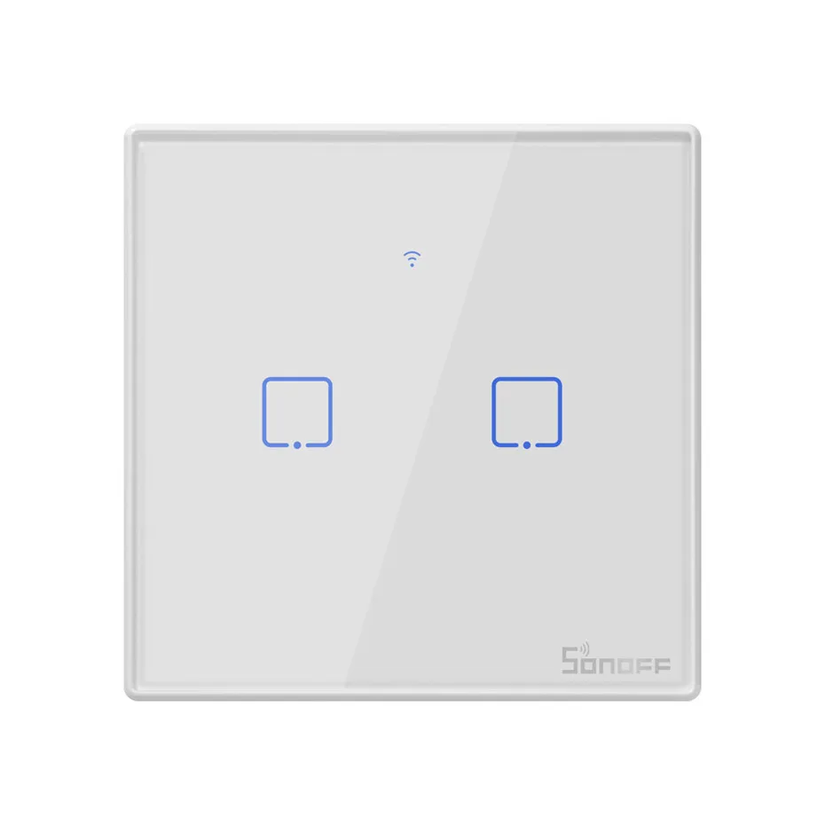 2gang Интеллектуальный выключатель света Sonoff T2 UK интеллектуальная беспроводная(Wi-Fi) RF433/приложение ewelink/сенсорный экран Управление настенный светильник Переключатель 1/2/3, обновление от Sonoff T1, для Alexa - Цвет: 2gang