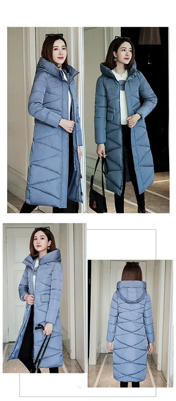X-Long Новое поступление Модная тонкая женская зимняя куртка с хлопковой подкладкой теплое плотное Женское пальто длинные пальто парка женские куртки