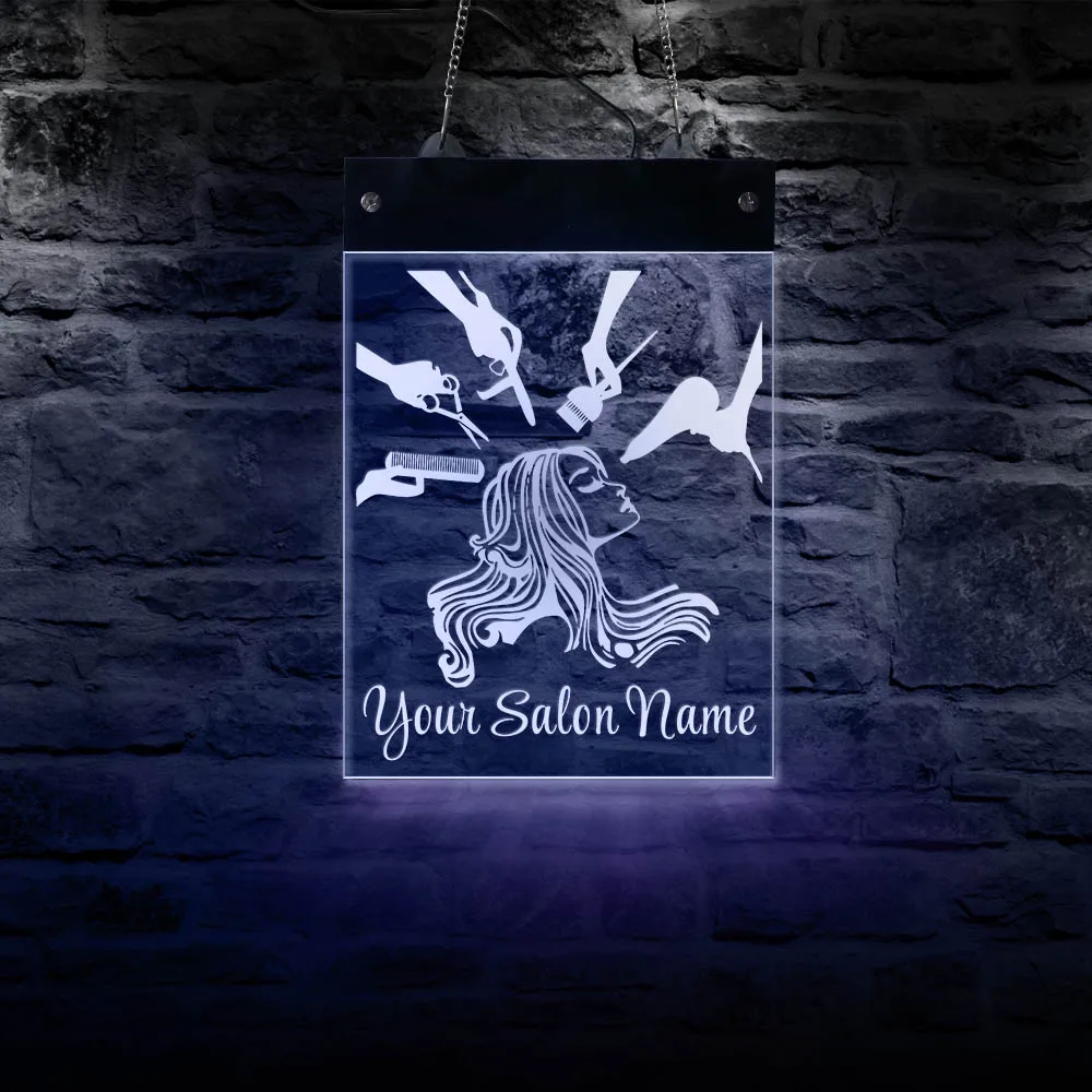 

Hair Stylist Hairdresser Custom LED Acrylic Display Sign Barber Shop and Beauty Salon Business LED Wall Sign Lighting Wall Decor