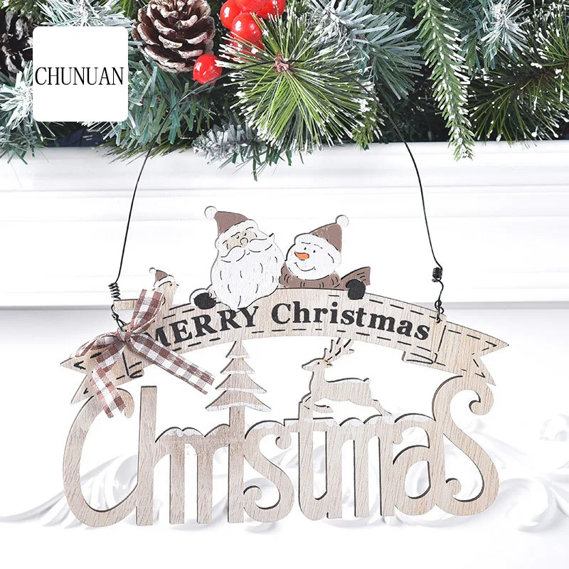 

Милые деревянная новогодняя елка Подвески Украшения Рождественский человек Санта Клаус деревянные поделки подарки DIY подвесные украшения