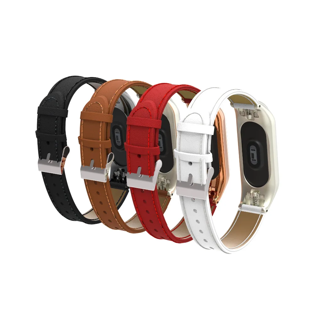 Лидер продаж кожаный браслет для Xiaomi Mi Band 3456 xiaomi miband 5 ремешок Miband 6 | Наручные часы
