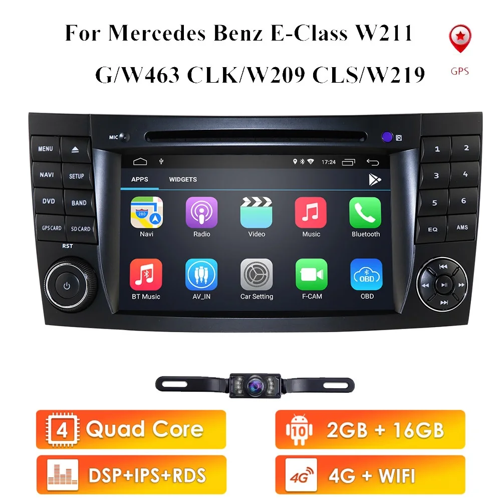 HD 1024*600 сенсорная планшетофон для mercedes w211 Android 10 мультимедийный W209 W219 4G WIFI Радио